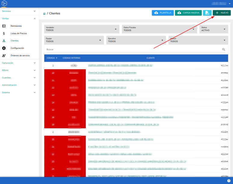 GRID de clientes